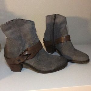 Gray suede ranch boot